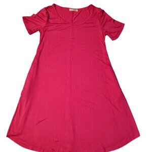 Womens Pink THJS A-Line Dress Size M Rayon & Spandex V-neckline Style# 401RYCH